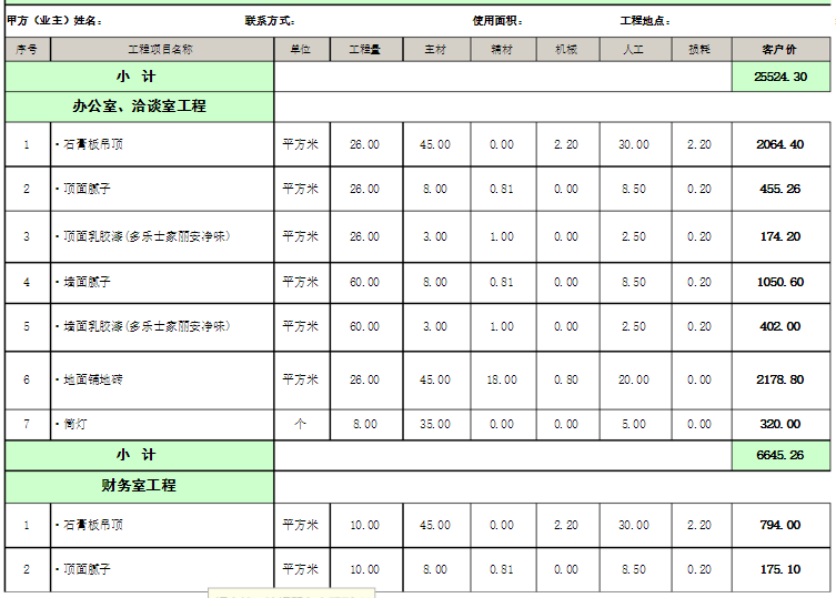 深圳廠房裝修預算表